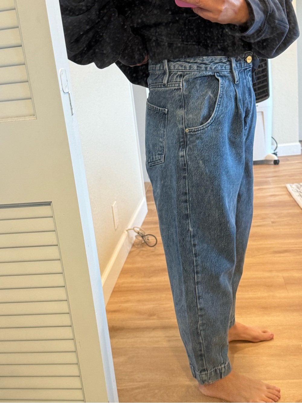 FRAME Pleated Barrel Leg Jeans in Campus , Size 30 - Picture 12 of 13